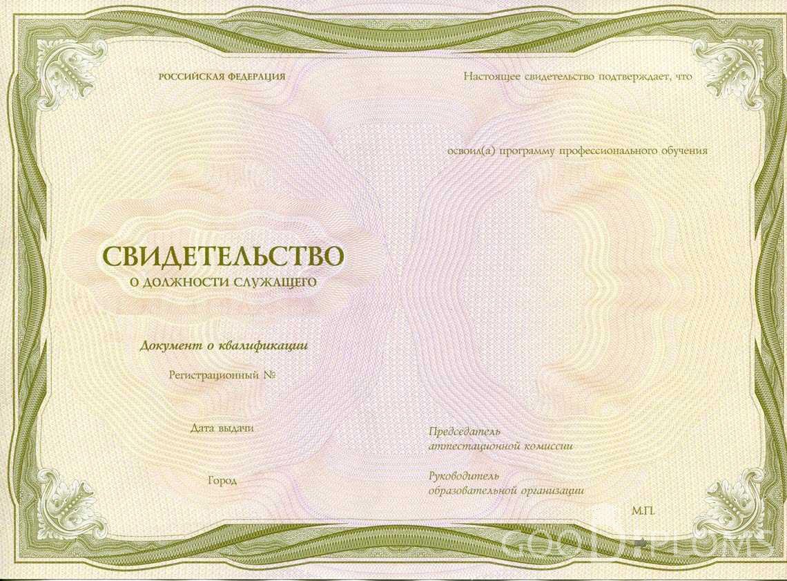 Свидетельство о Должности Служащего период выдачи 1999-2020 -  Омск